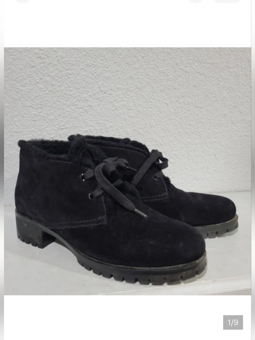 Prada Suede and Shearling Ankle Boots Size EU 39 / US 8.5 Black